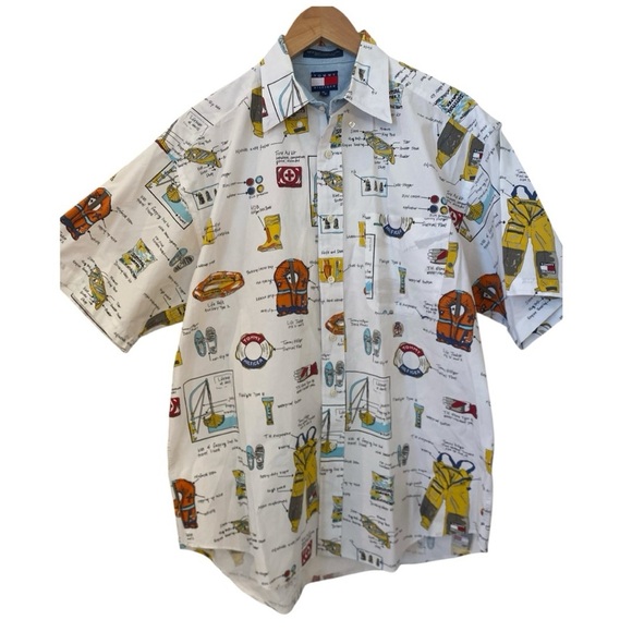 Tommy Hilfiger Mens Nautical Print Button Down Shirt - Picture 1 of 5